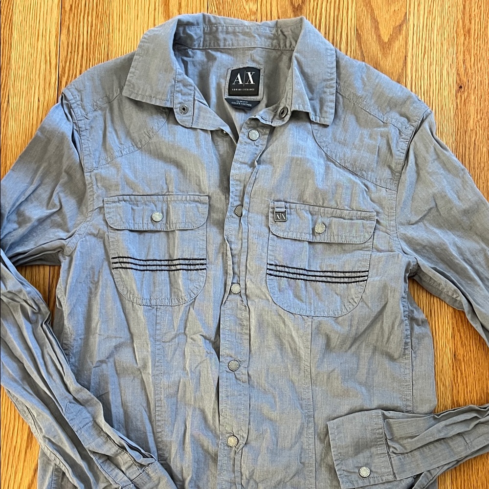 Armani Exchange Gray Casual Button Down Shirt